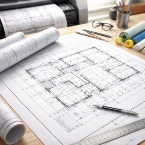 Impresión de planos de ingeniería en blanco y negro y color